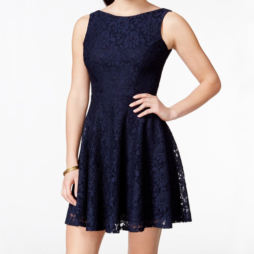 Speechless Juniors' Lace Fit & Flare Tank Dress